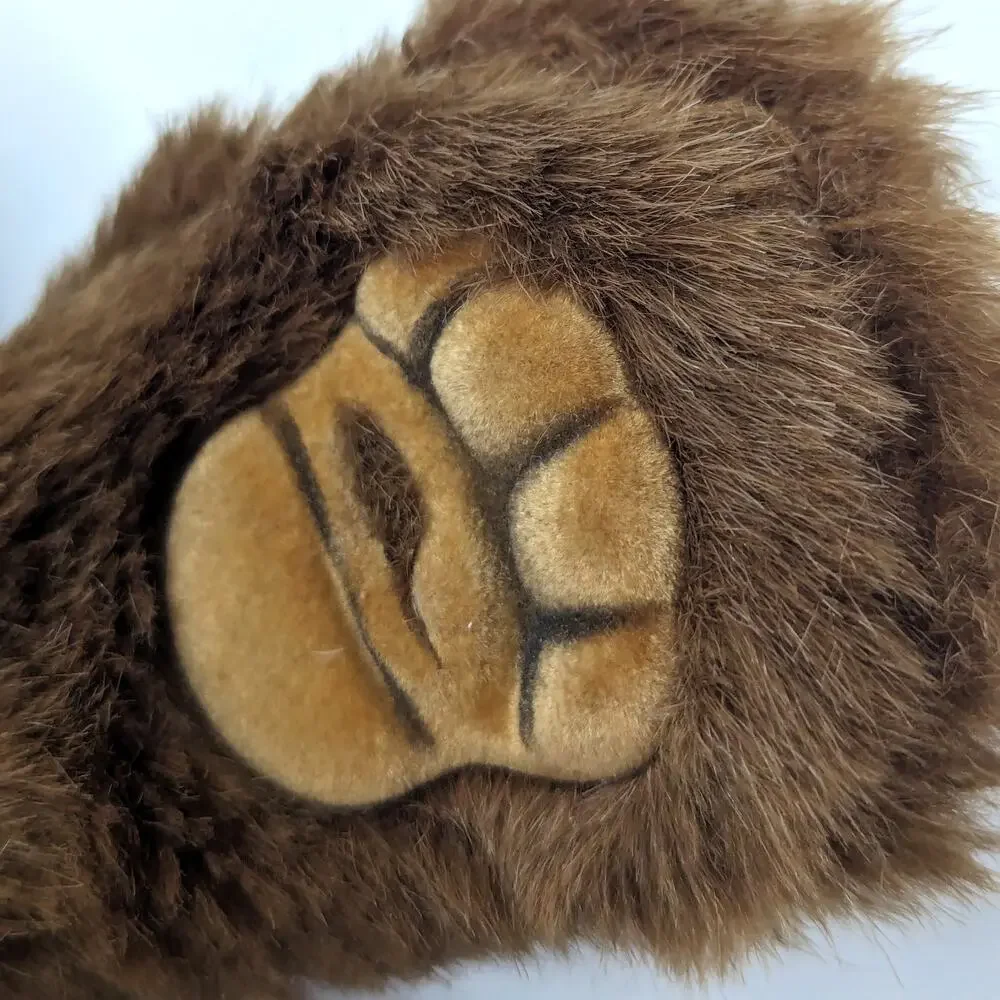 Vintage Brown Teddy Bear Hand Puppet Plush Realistic Hard Suede Paws Stuffed 10